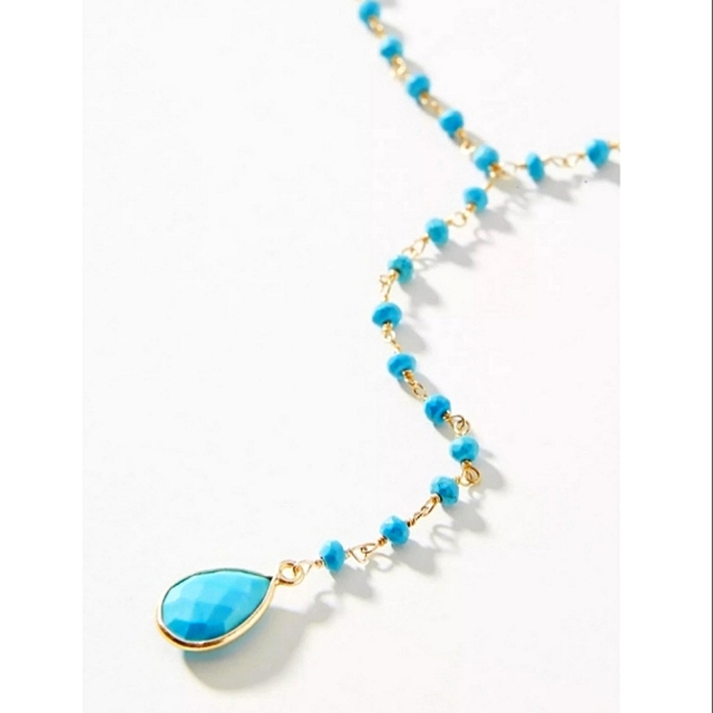 Anthropologie Turquoise Gemstone Lariat Necklace